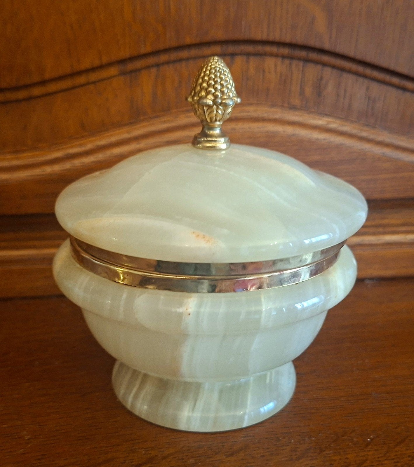 Boîte décorative / coffret à bijoux en onyx et laiton - Vint, Enlèvement ou Envoi