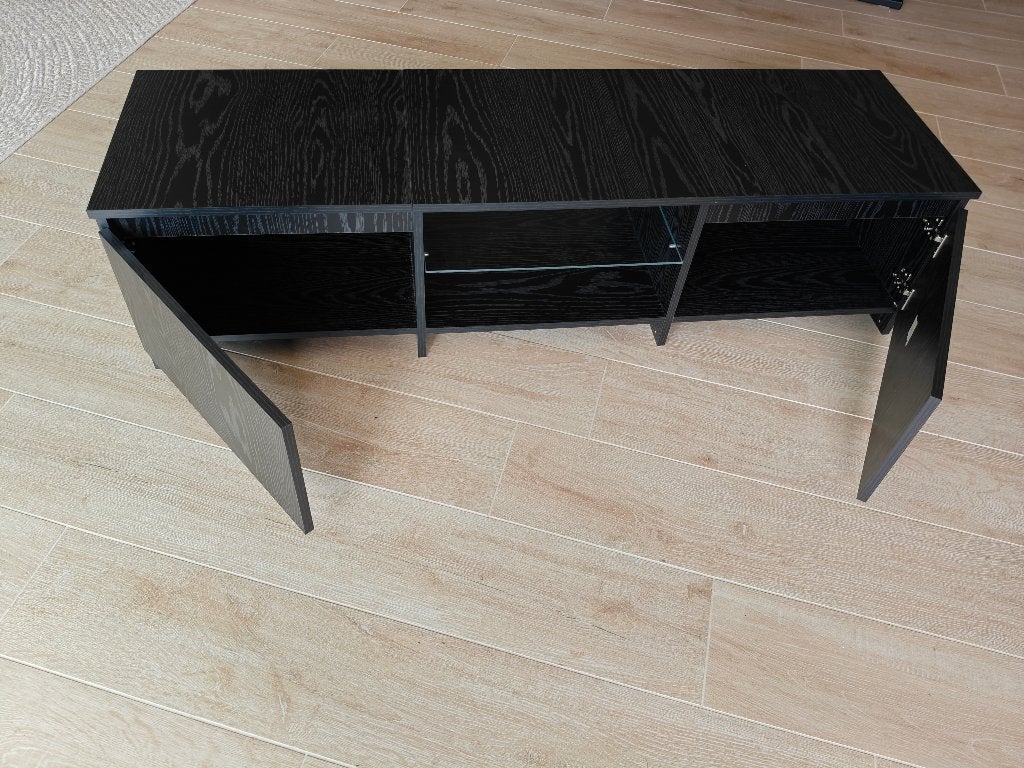 Tv meubel, Ophalen, 100 tot 150 cm, Modern zwarte es, Nieuw