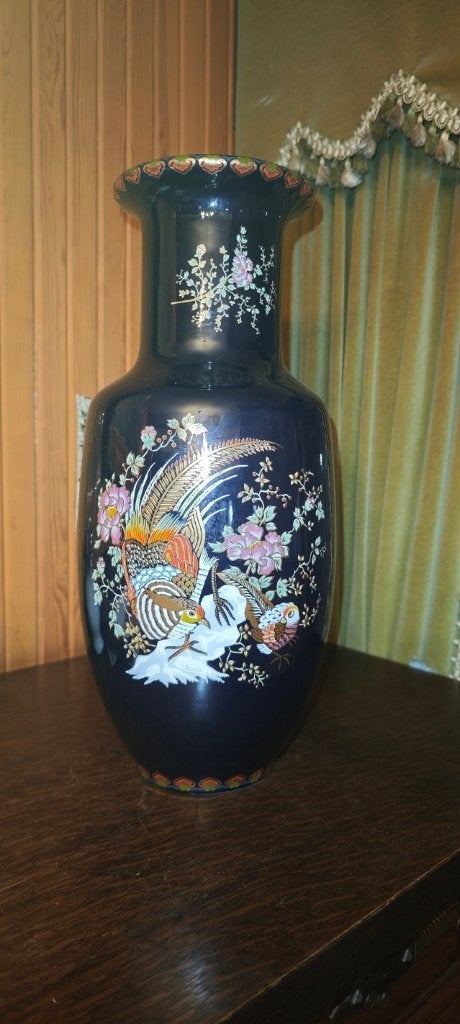Vaas in Japanse stijl, Huis en Inrichting, Woonaccessoires | Vazen, Ophalen, Zo goed als nieuw, Blauw, 40 cm