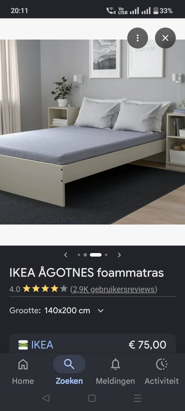 Ikea matras 140x200cm, Enlèvement, 200 cm, Deux personnes, 140 cm