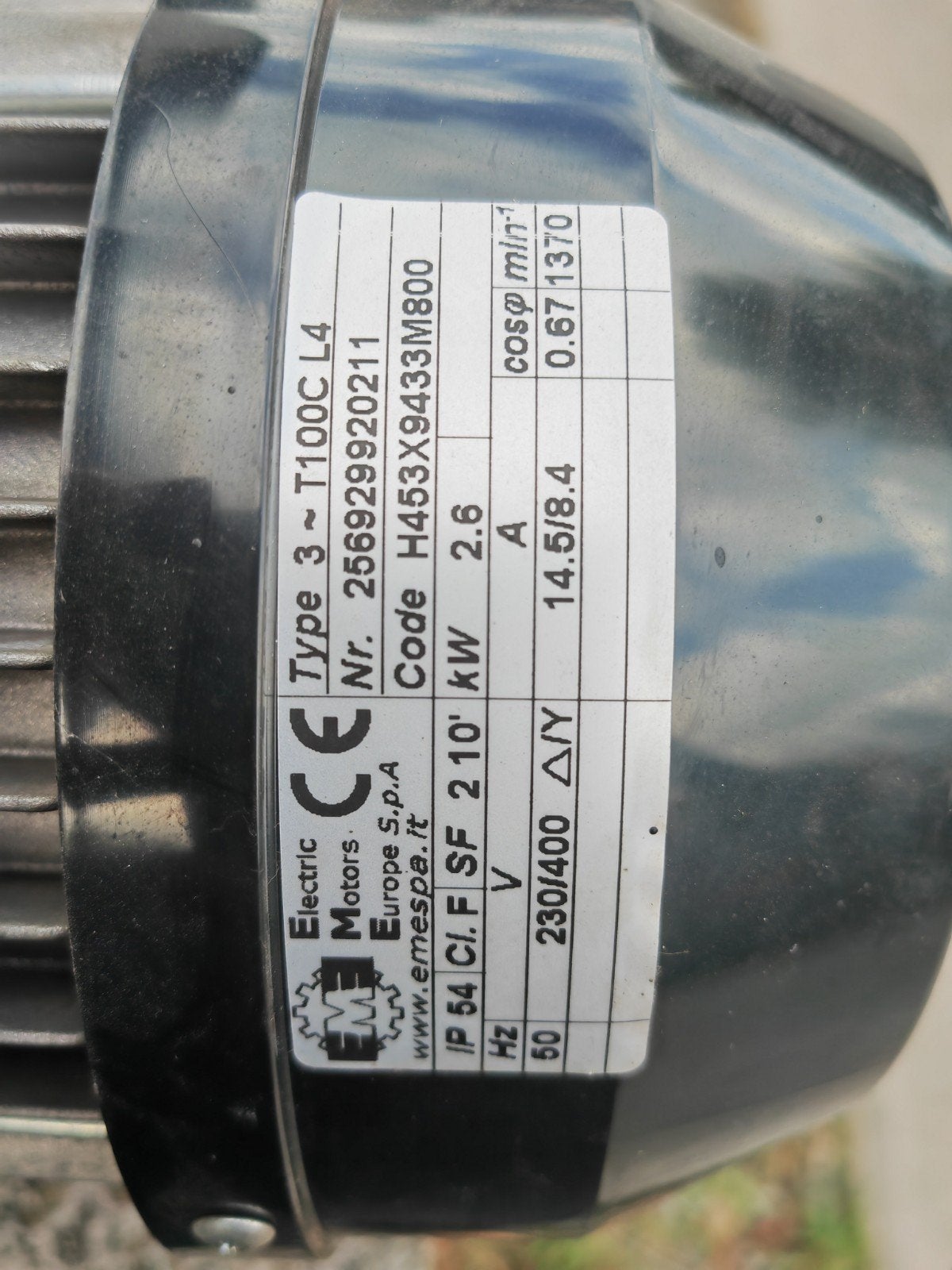 Moteurs électriques triphasés EME – 2.6 kW (3.5 CV), Enlèvement, Utilisé