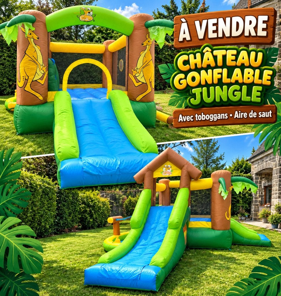 JEUX GRAND CHÂTEAU  GONFLABLE HAPPY HOP JUNGLE  XXL, Hobby & Loisirs créatifs, Enlèvement, Comme neuf