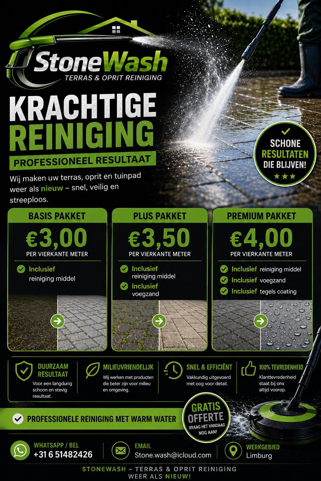 StoneWash Terras & Oprit reiniging Limburg, Ophalen of Verzenden, Zo goed als nieuw