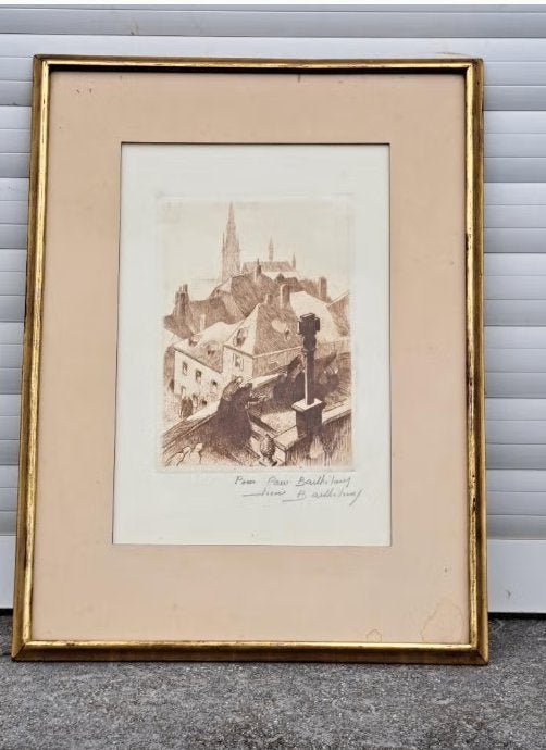eau forte signe camille barthelemy, Ophalen of Verzenden