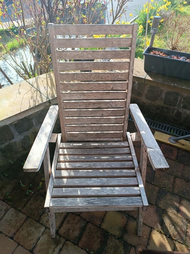 2 chaises jardin teck pliables, Jardin & Terrasse, Chaises de jardin, Enlèvement, Utilisé, Bois, Ajustable