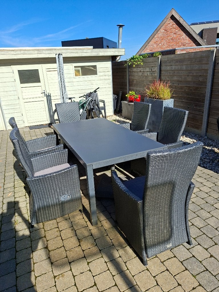 Tuinset met 6 stoelen, Tuin en Terras, Tuinsets en Loungesets, Ophalen, Gebruikt, Wicker, Tuinset