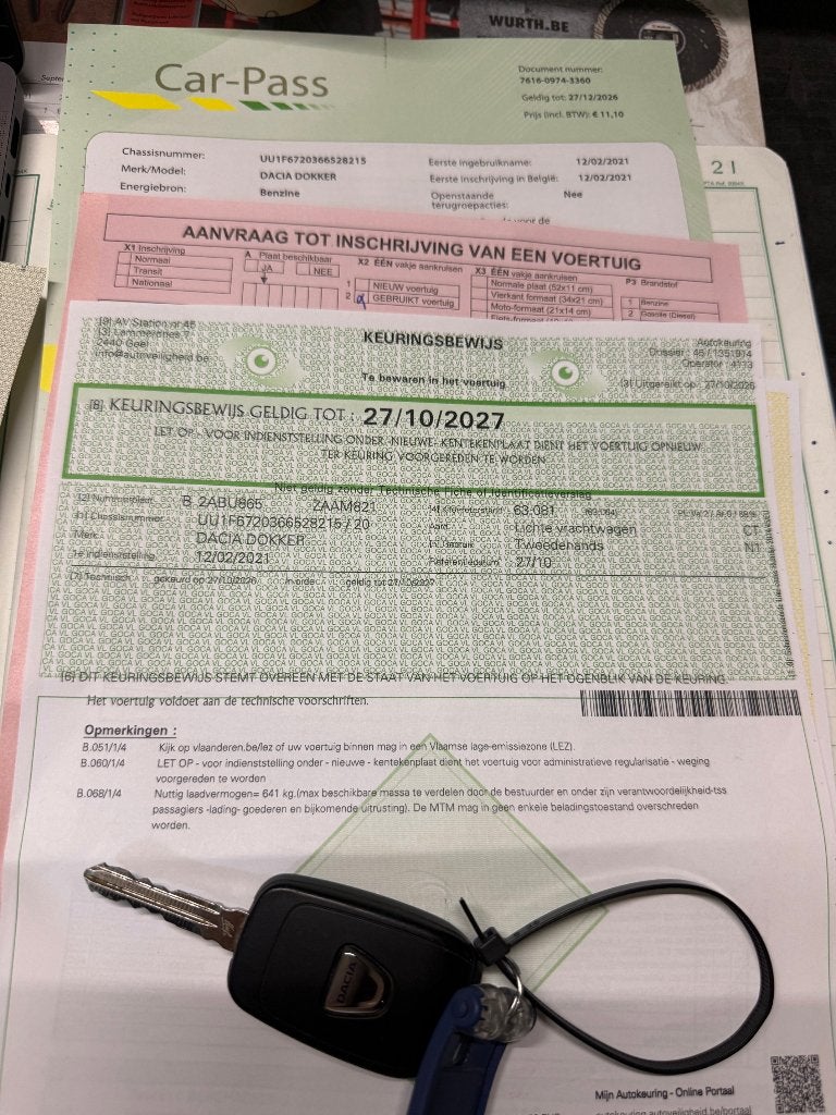 Dacia Dokker 1.3 benzine gekeurd voor verkoop 7800€netto, Auto's, Voorwielaandrijving, Stof, Euro 6, 4 cilinders