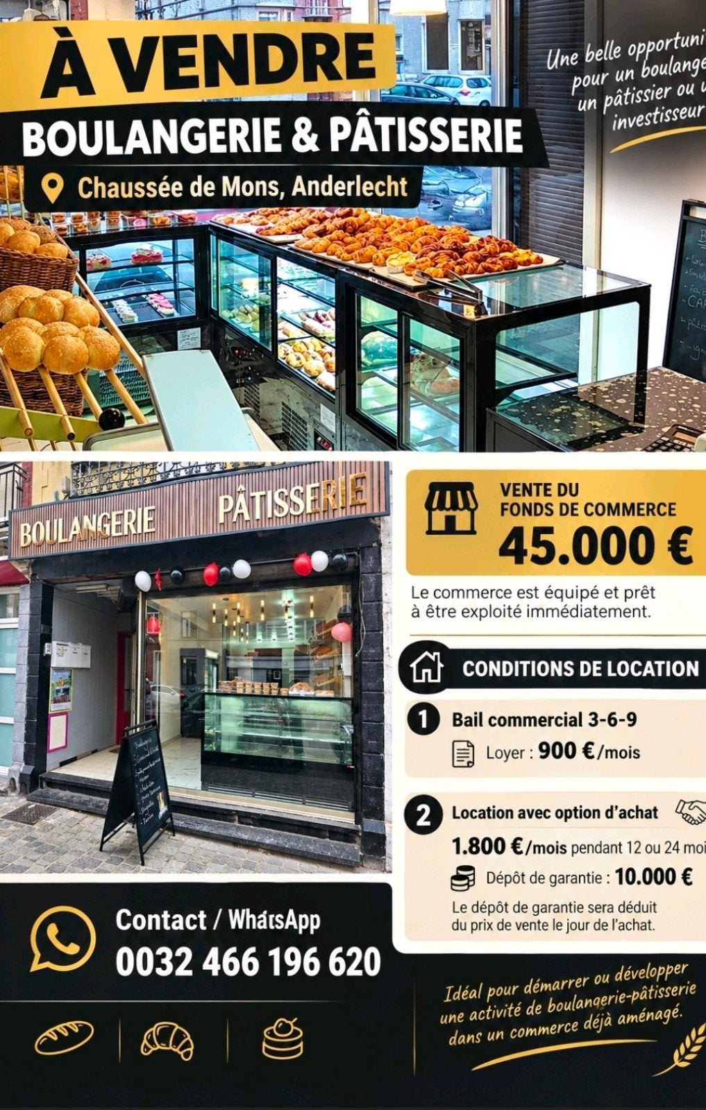 À VENDRE – BOULANGERIE & PÂTISSERIE – ANDERLECHT