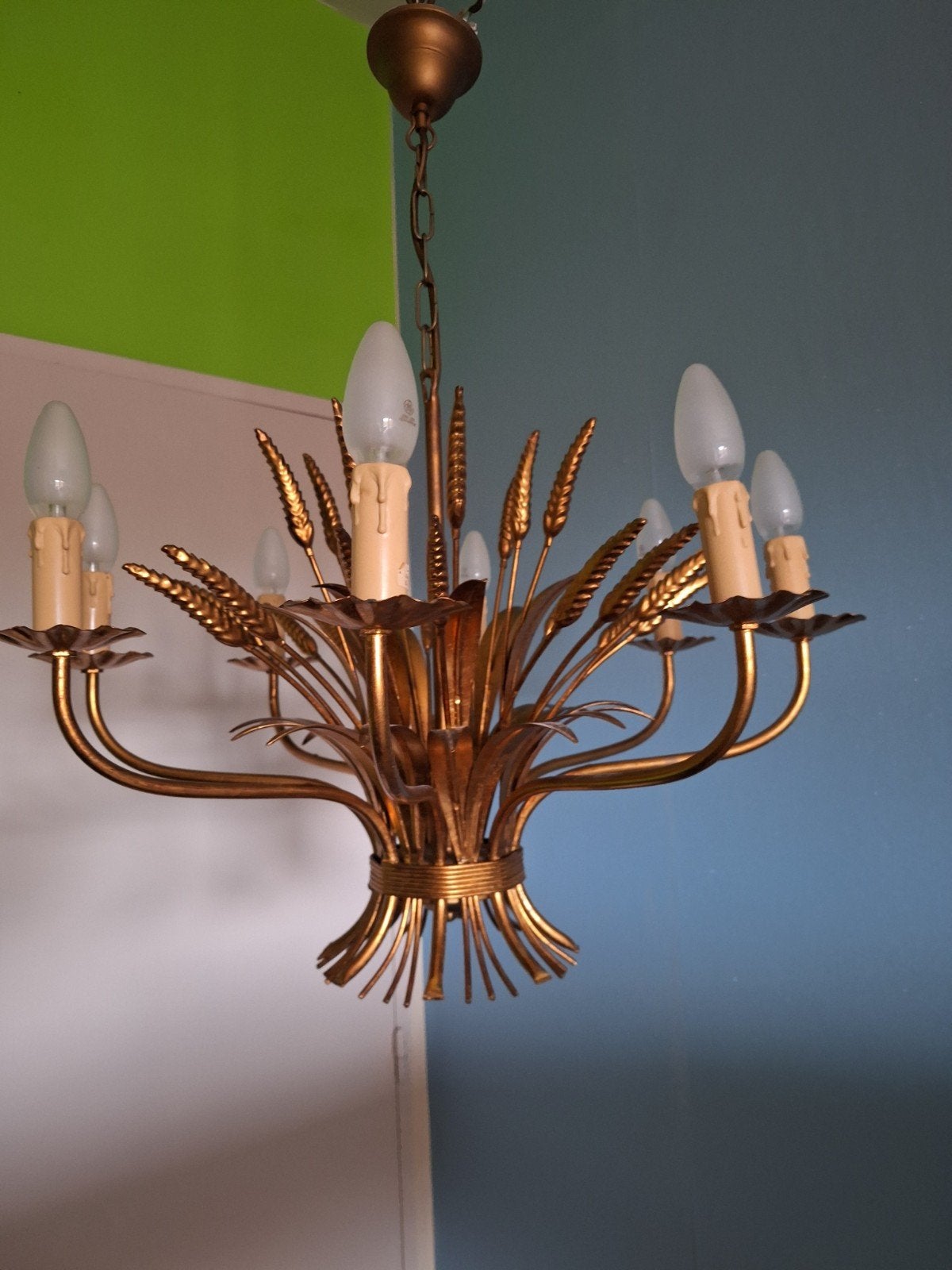 Italiaanse golde Hollywood regency luster, Maison & Meubles, Lampes | Appliques, Enlèvement