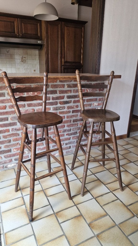 2 tabourets de bar, Maison & Meubles, Tabourets de bar, 2 tabourets, Comme neuf, Enlèvement, Bois