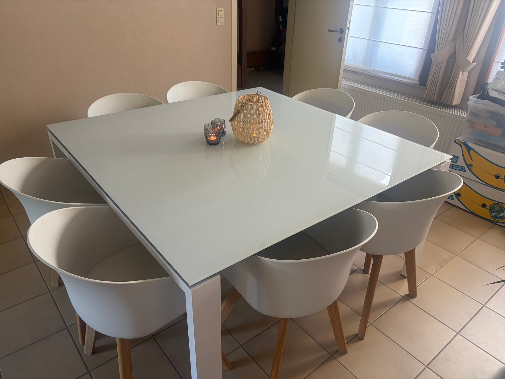Tafel + 8 stoelen, Enlèvement, Comme neuf