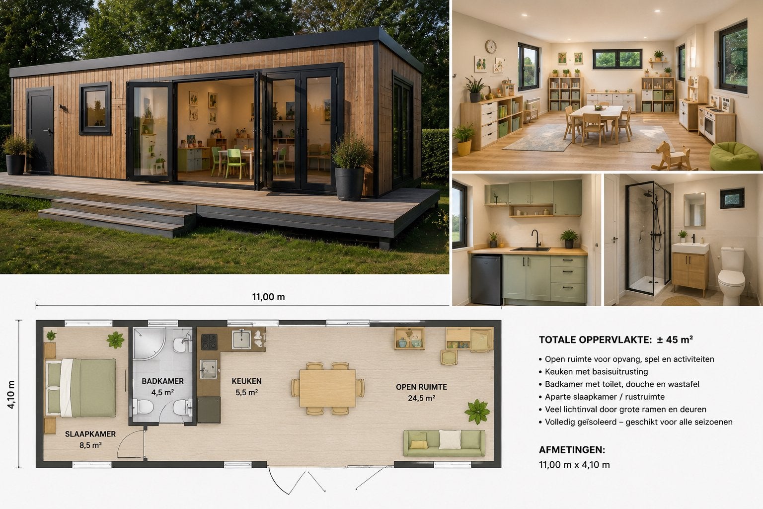 Tiny House / Woonunit / Modulaire Unit / Wooncontainer 45 m², Tot en met 2