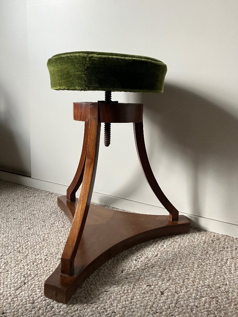 Prachtige vintage pianokruk in Empire stijl., Ophalen, In hoogte verstelbaar, Gebruikt, Hout