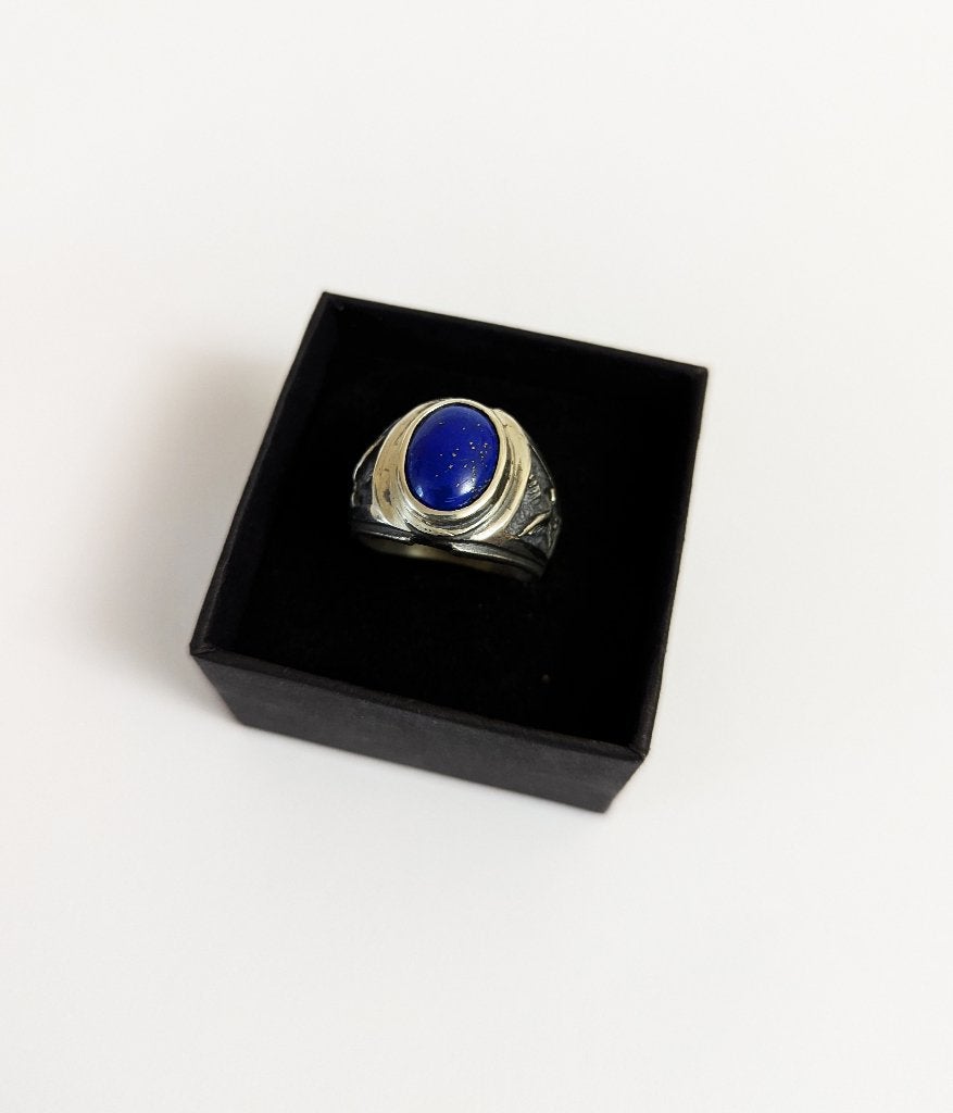 Bague pour homme en argent avec lapis-lazuli naturel, Neuf, 20 ou plus grands, Avec pierre précieuse, Homme