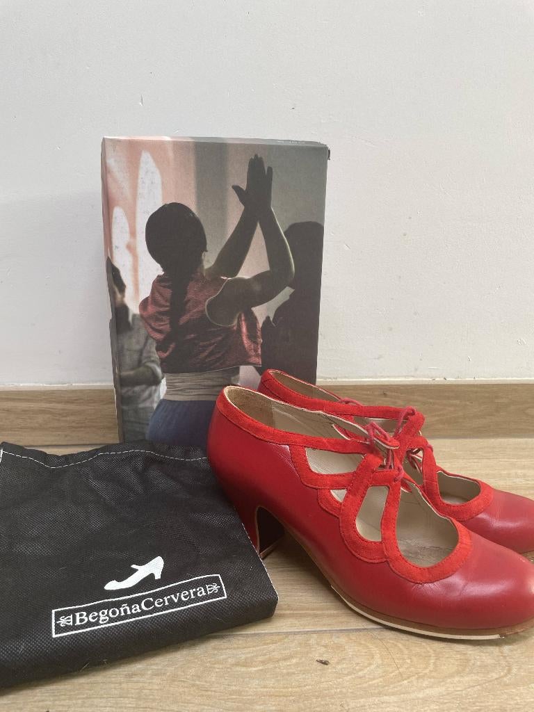 Flamenco schoenen, Begona cervera, Ophalen, Dansschoenen, Gedragen, Rood