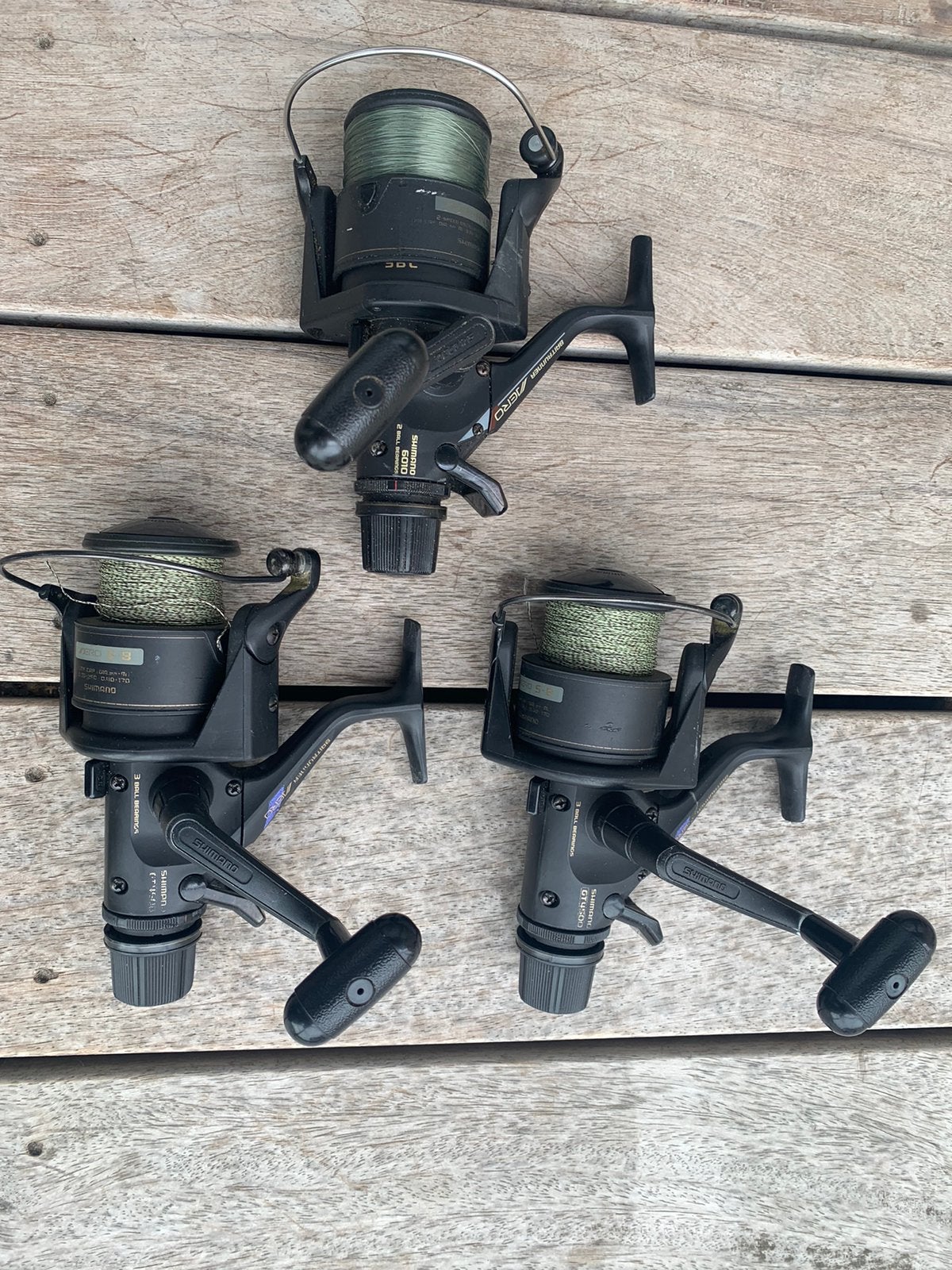 3 st karpermolens Shimano Baitrunner : 75€, Watersport en Boten, Ophalen, Zo goed als nieuw