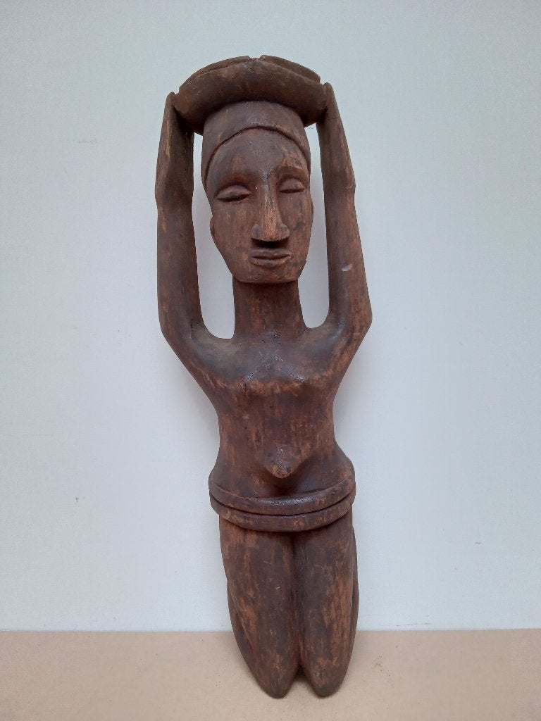Statue à identifier, Antiquités & Art, 43 cm, Sculpture, Afrique, Brun