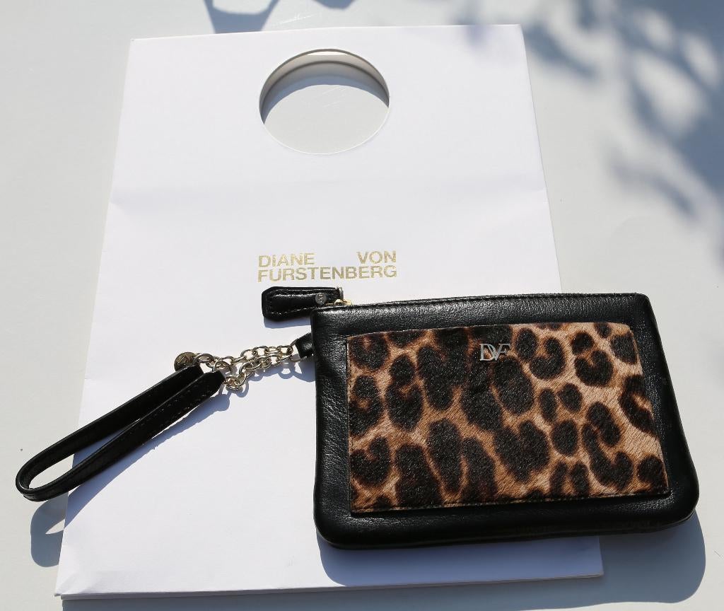 Mooi leren tasje/clutch van Diane von Furstenberg, Ophalen of Verzenden, Gebruikt, Zwart