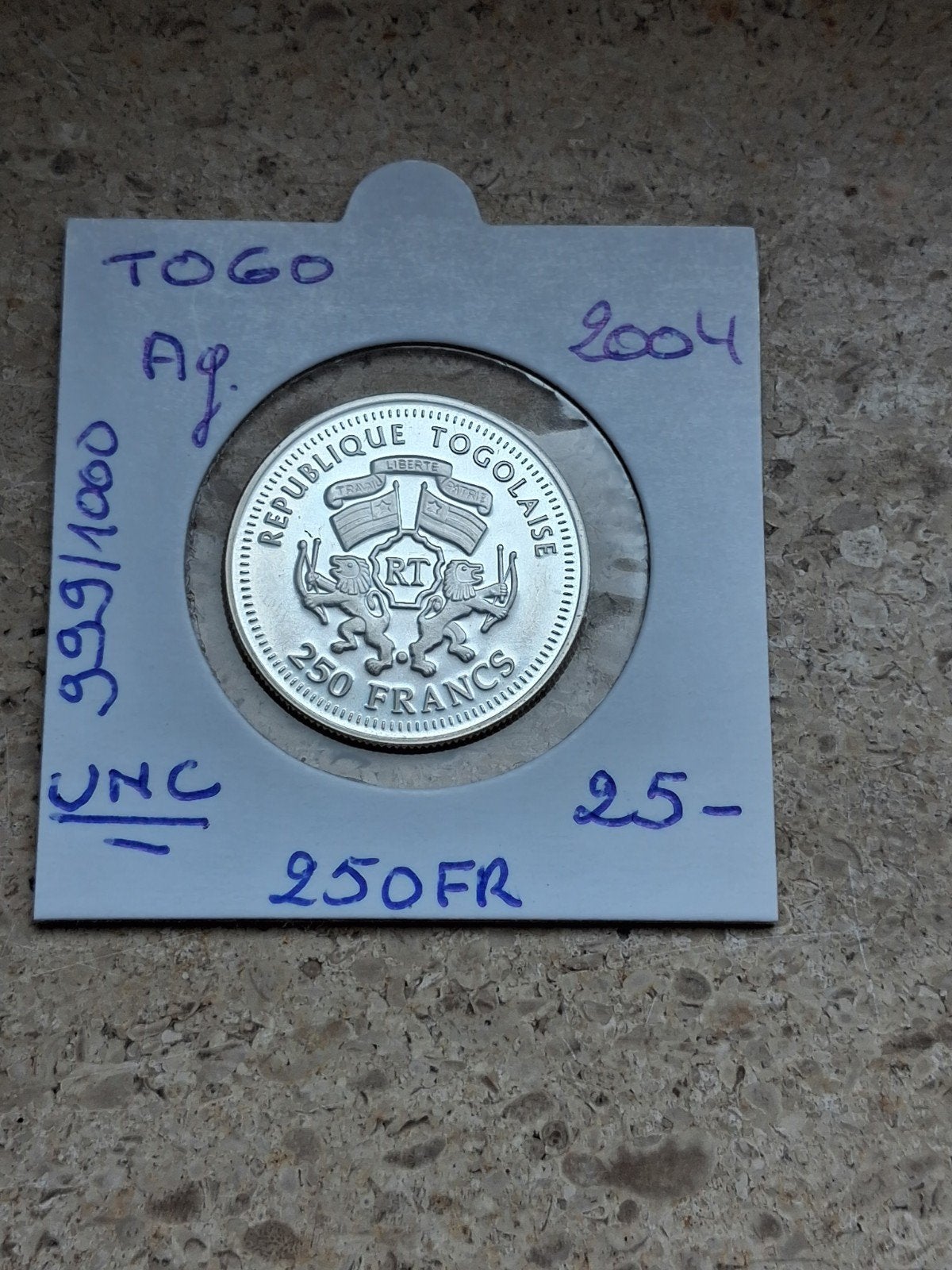 togo 250 fr 2004 AG (999/1000) UNC geres els, Ophalen of Verzenden