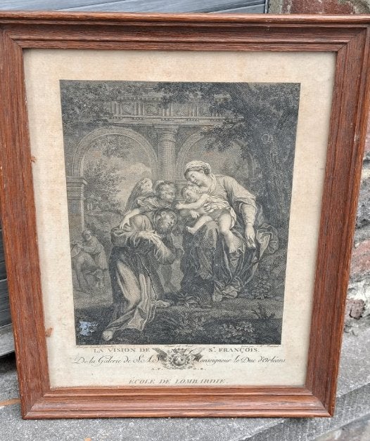 gravure la vision de saint francois, Antiek en Kunst, Ophalen of Verzenden, Gravure