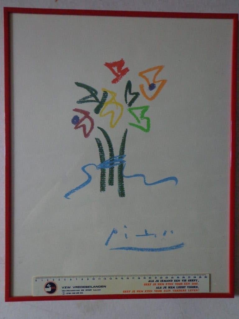 reproductie naar Picasso "Avondbloemen", Antiquités & Art, Art | Lithographies & Sérigraphies, Encadré, Enlèvement, Impression offset