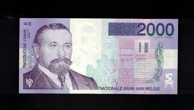 Bankbiljet België 2000 Frank - Victor Horta, Ophalen of Verzenden, Los biljet