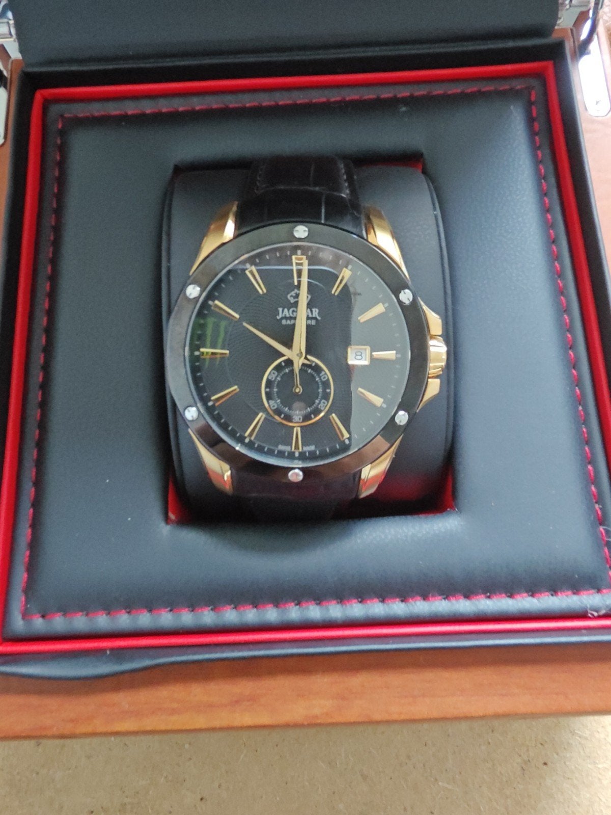 Jaguar horloge zwart goud, Ophalen of Verzenden, Goud, Jaguar, Overige typen