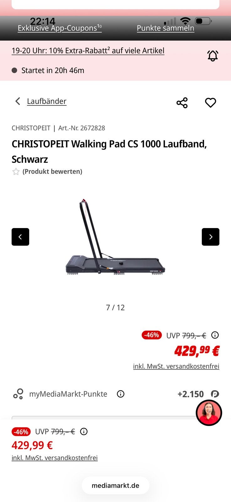 Tapis course marche neuf christopeit cs1000, Ophalen, Zo goed als nieuw