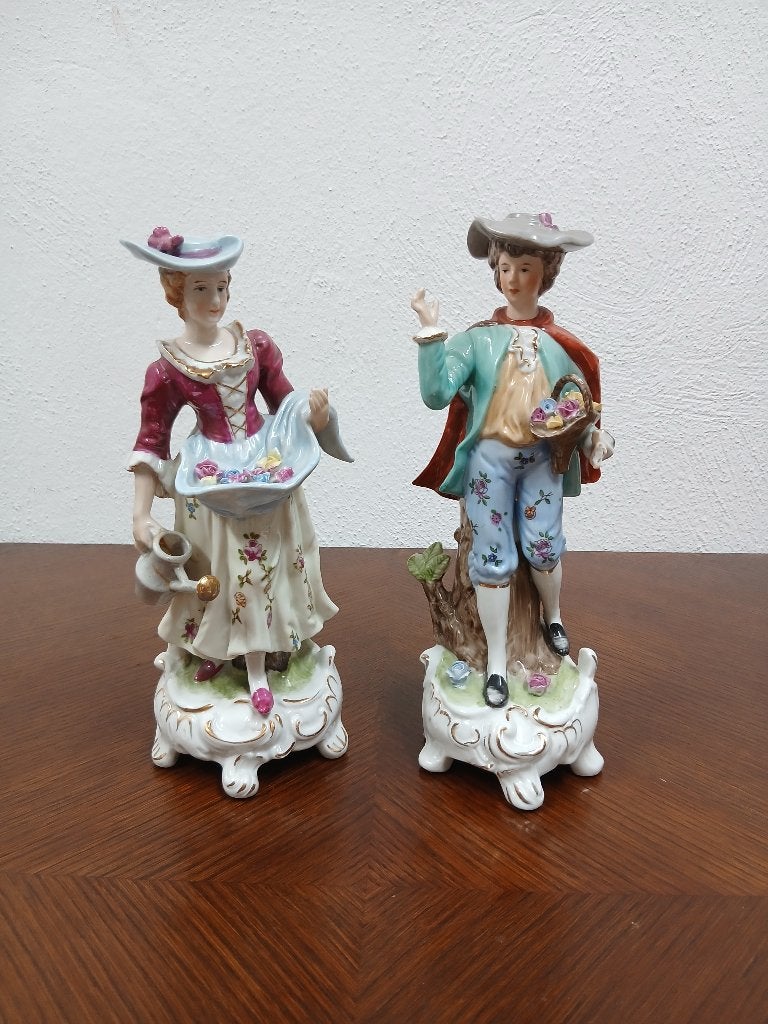 Prachtig Vintage Porseleinen Koppel (26,5 cm), Enlèvement ou Envoi, Comme neuf, Humain