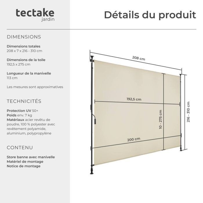 parasol tactake de 208/310, Enlèvement