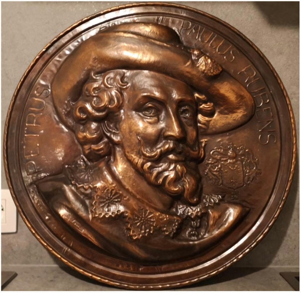 Vintage koperen reliëf-wandplaat Petrus Paulus Rubens, Ophalen