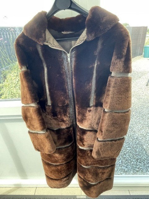 Manteau agneau doré taille 40/42, Autre, Ophalen, Zo goed als nieuw, Bruin