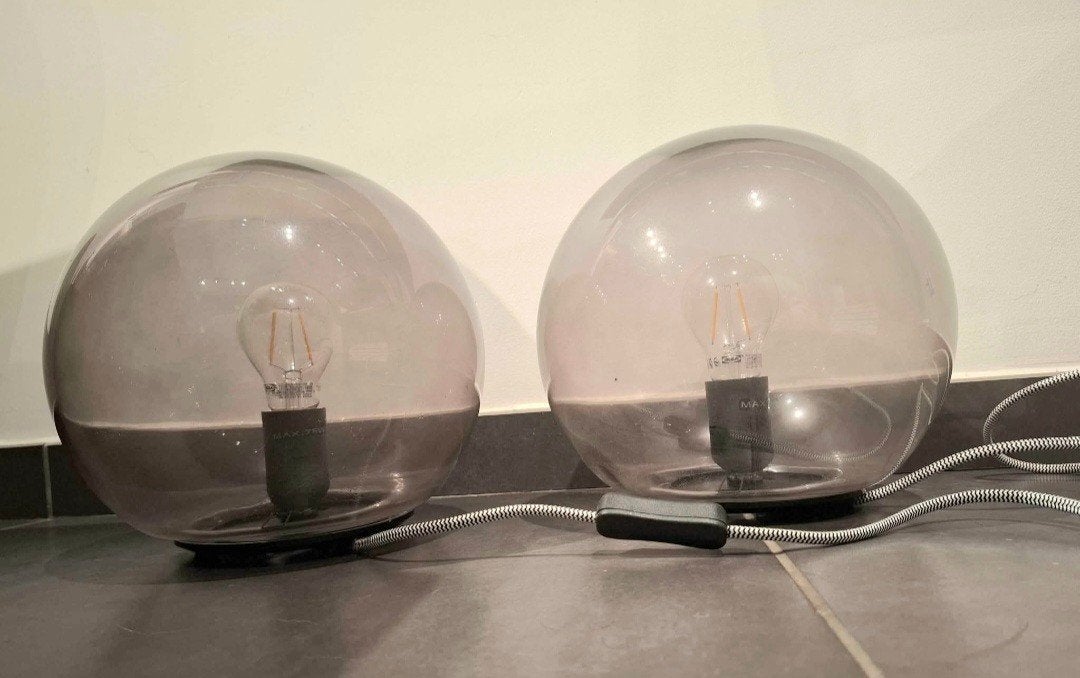 lot 2 lampes boule verre gris ikea, Comme neuf, Verre, Enlèvement, IKEA