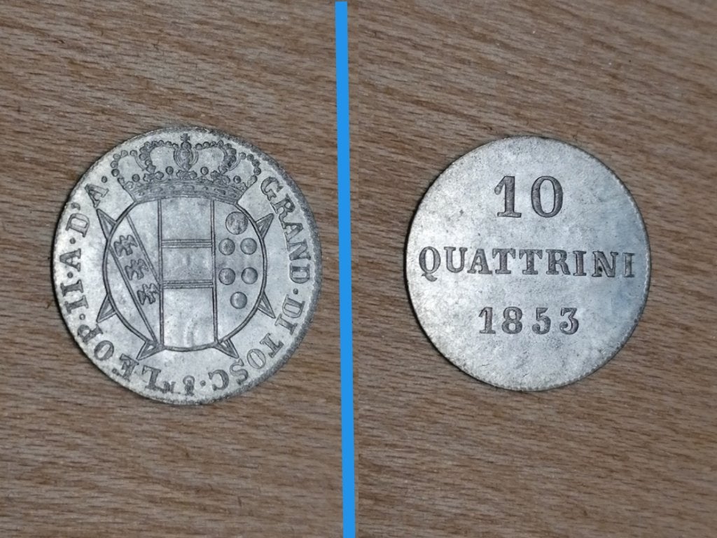 Monnaie Grand duché de Toscane 10 quattrini 1853, Timbres & Monnaies, Envoi, Italie