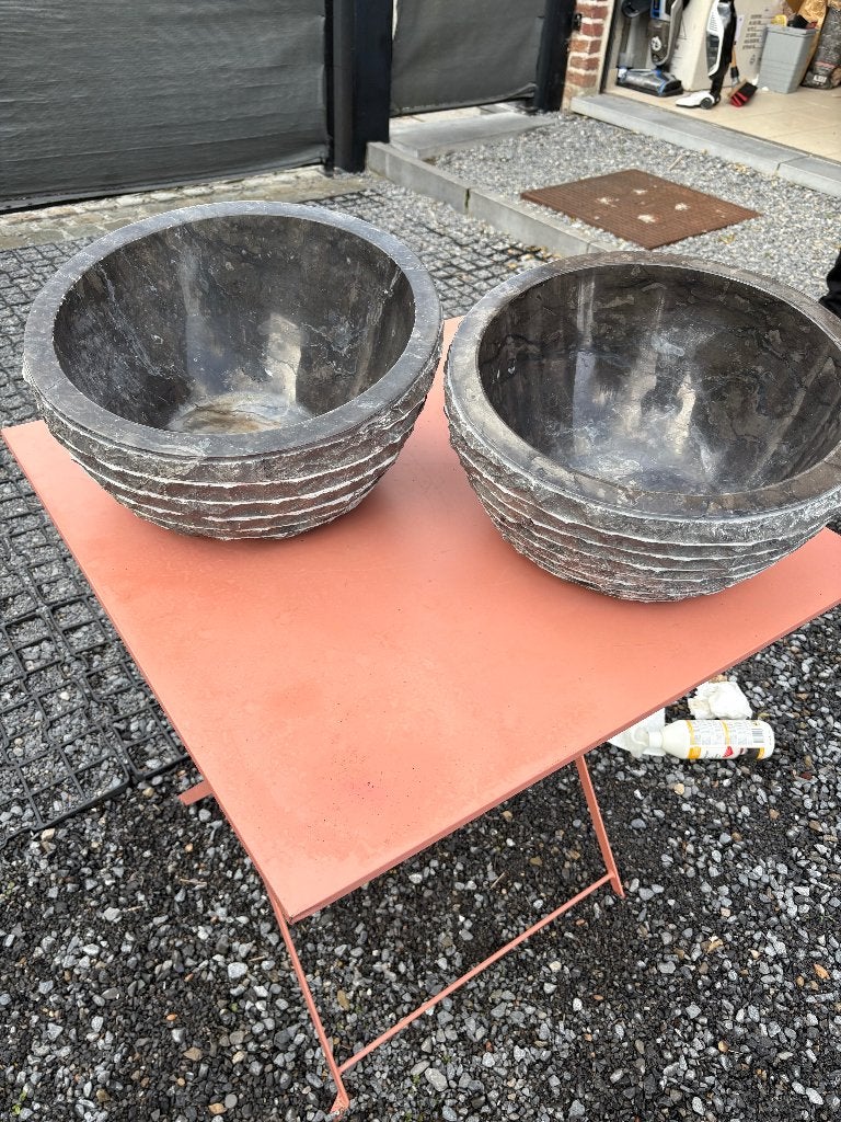 Lot de 2 vasques en pierre naturelle – très belle finition, Enlèvement, Neuf, Pierre, Lavabo