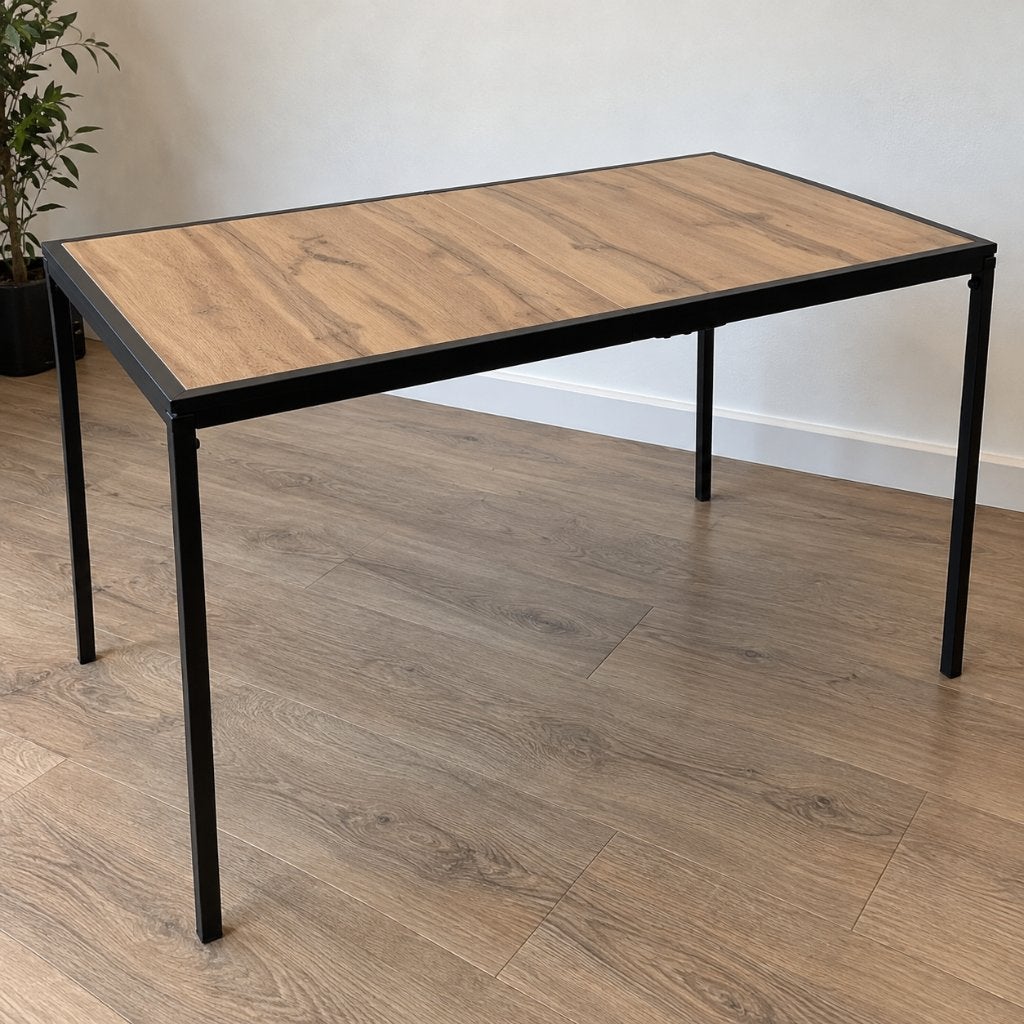 Eettafel/Bureau met Houtlook Blad en Zwart Metalen Frame, Overige houtsoorten, 50 tot 100 cm, 100 tot 150 cm, Ophalen of Verzenden