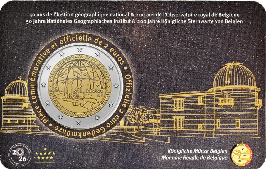 2 euro België 2026 NGI & Sterrenwacht in CC Frans, Ophalen of Verzenden, België, 2 euro