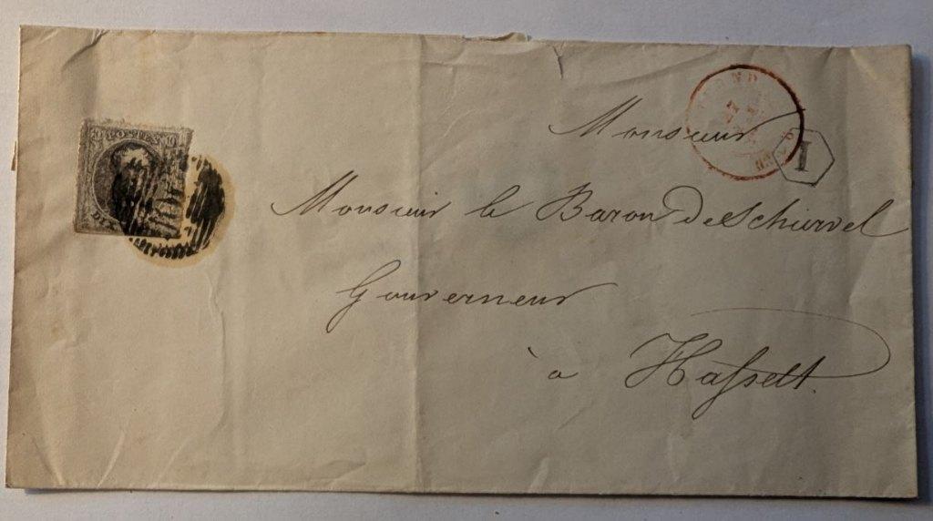 brief met lakzegel en postzegel Leopold I, Postzegels en Munten, Met envelop, Koninklijk huis, Frankeerzegel, Ophalen of Verzenden