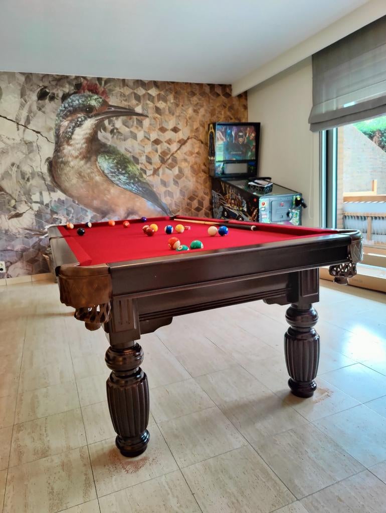 Nieuwe pooltafel massief hout met leisteen blad, Sport en Fitness, Biljarten en Poolen, Ophalen of Verzenden, Pooltafel