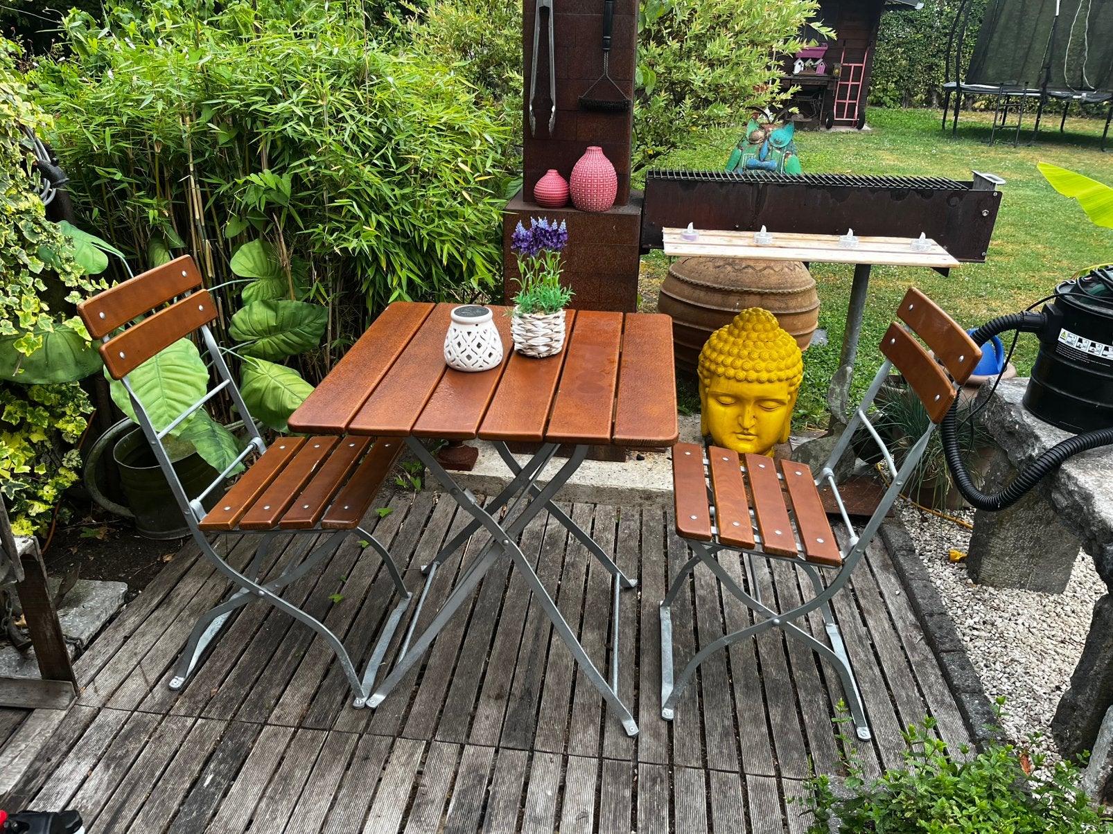 Table + chaises pliables, Jardin & Terrasse, Enlèvement, Comme neuf