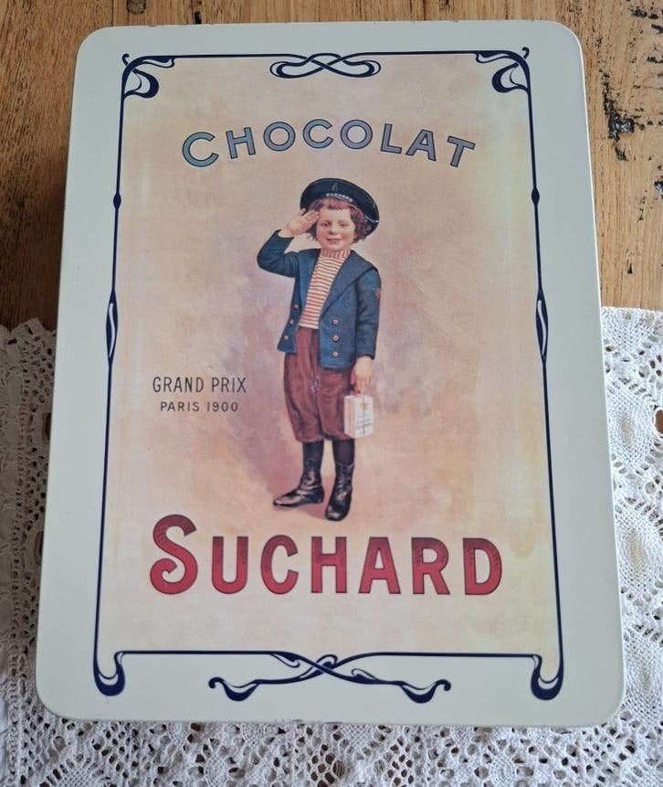 Groot vintage Zwitsers Suchard blik met matroos, Verzamelen, Ophalen of Verzenden, Gebruikt, Overige, Overige merken