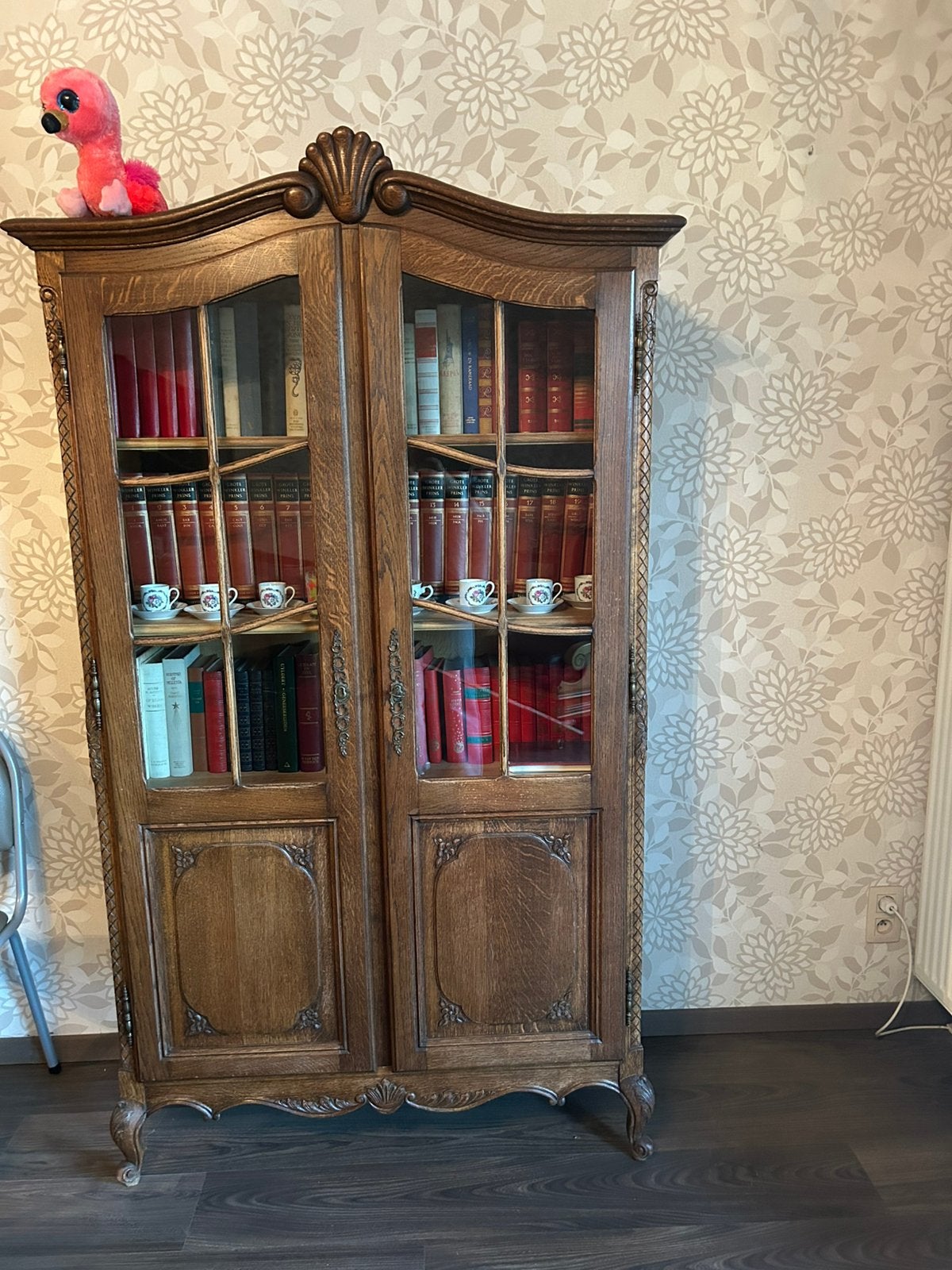 Antieke vitrinekast (eik), 25 à 50 cm, Avec porte(s), Utilisé, 50 à 100 cm