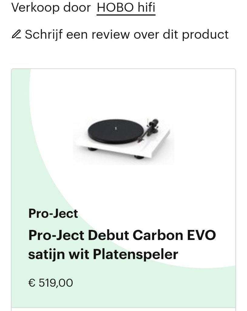 Platenspeler Pro-ject debut carbon EVO, Enlèvement, Comme neuf