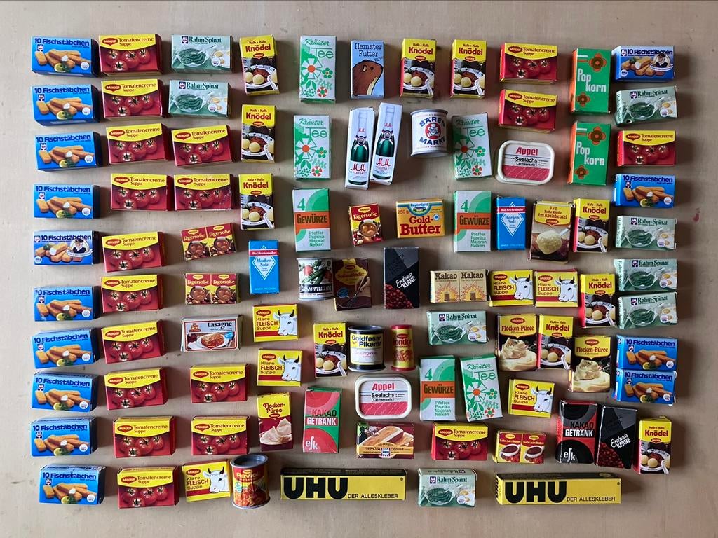 Veel kleine mini verpakkingen winkeltje, Antiek en Kunst, Ophalen of Verzenden