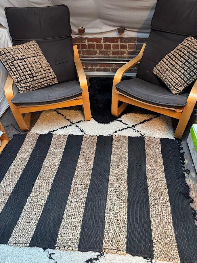 Poang zetels IKEA + tapijt en kussen Maison Du Monde, Ophalen, Gebruikt, Stof