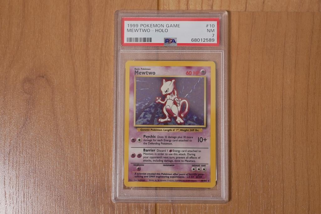 Mewtwo Holo — Kit de base Unlimited  1999 — PSA 7 NM, Enlèvement ou Envoi, Comme neuf, Cartes en vrac