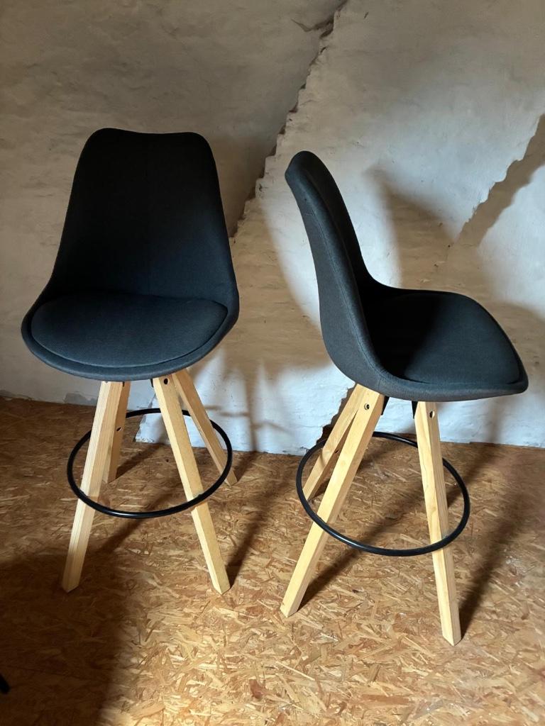 Barkrukken grijs (2 stuks), Maison & Meubles, Tabourets de bar, Bois, 2 tabourets, Comme neuf, Enlèvement