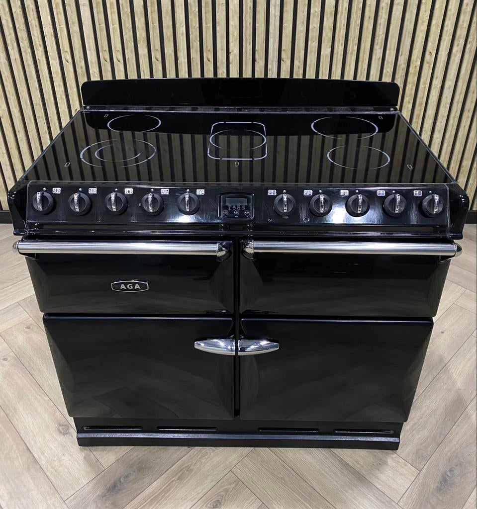 AGA Masterchef II Keramisch Deluxe 100cm + 4 Ovens (ZWART), Warmhoudplaat, 60 cm of meer, Keramisch, Ophalen of Verzenden