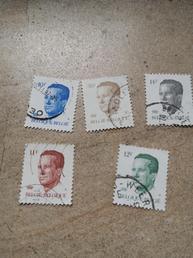 5 timbres du roi Baudouin de Belgique, Timbres & Monnaies, Timbres | Europe | Belgique, Enlèvement ou Envoi