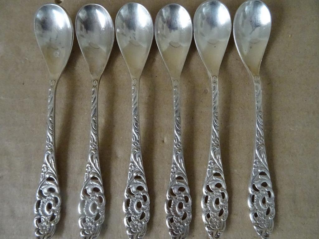 Vintage set verzilverde lepeltjes Sola 90 koffielepeltjes 6x, Antiek en Kunst, Curiosa en Brocante, Ophalen of Verzenden